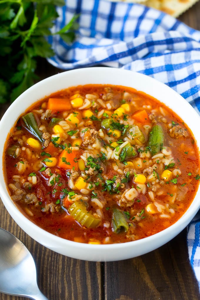 Alphabet Soup Recipe | Hamburger Soup | Beef and Vegetable Soup #soup #hamburger #noodles #dinner #bajap #carrots A bowl of alphabet soup with beef and vegetables in a tomato broth.