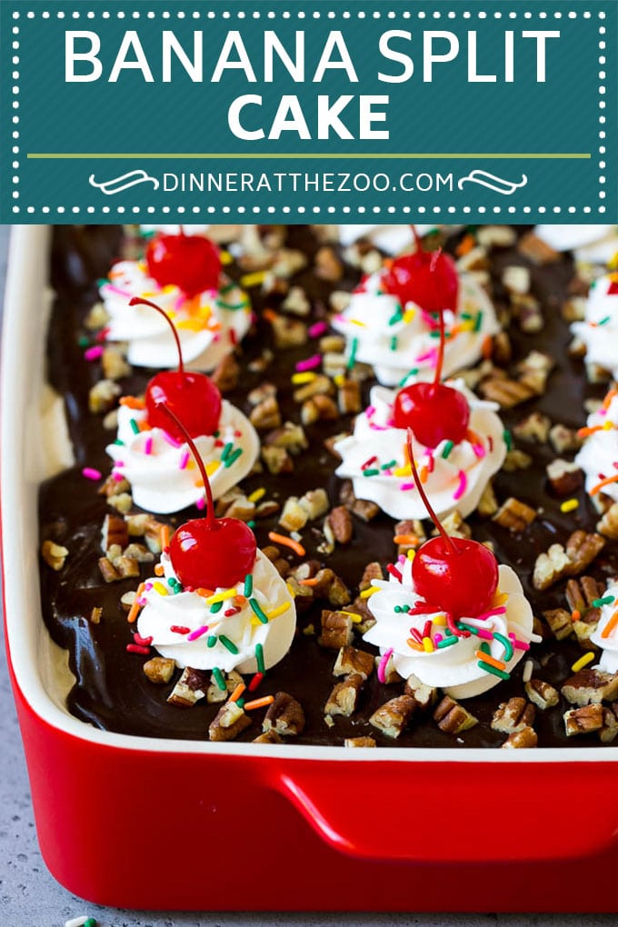 Banana Split Cake Recipe | No Bake Cake | Banana Split Dessert #banana #chocolate #nobake #cake #cheesecake #bajap
