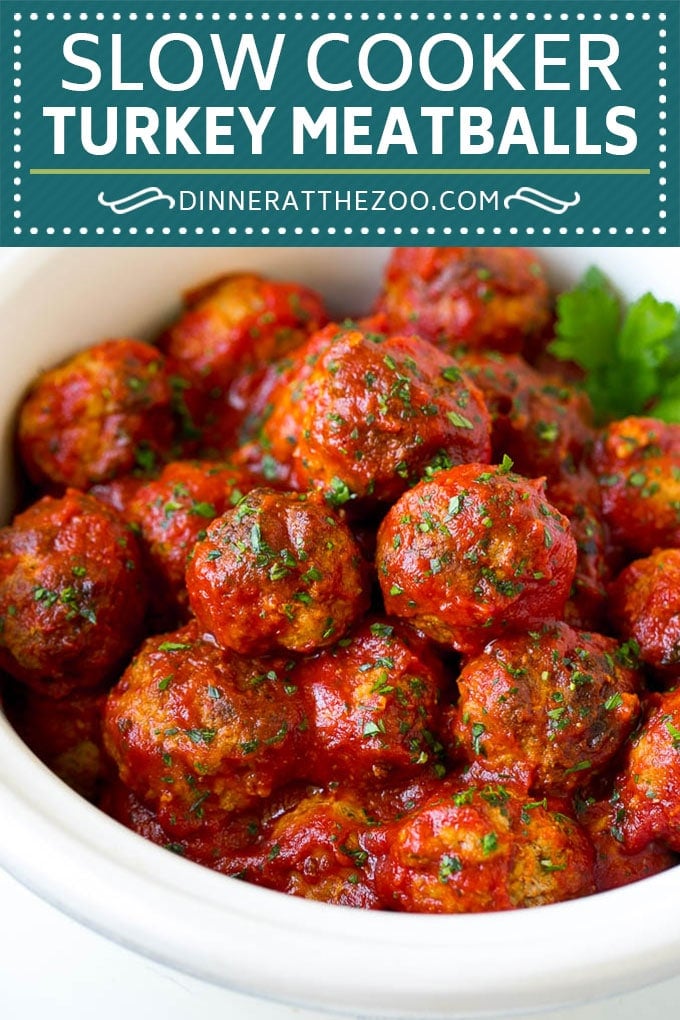 Slow Cooker Turkey Meatballs | Spaghetti and Meatballs #crockpot #slowcooker #turkey #meatballs #dinner #bajap