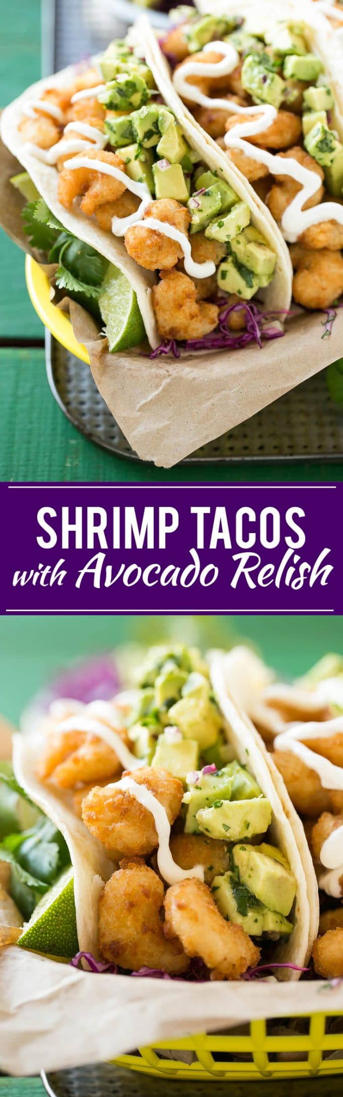 Fried Shrimp Tacos with Avocado Relish | Shrimp Tacos #shrimp #tacos #dinner #avocado #bajap