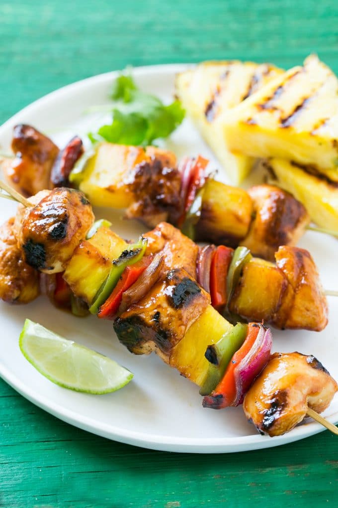 Hawaiian Chicken Kabobs Recipe | Hawaiian Chicken Kabobs | Chicken Pineapple Kabobs #pineapple #chicken #grilling #dinner #bajap Sweet and savory chicken skewers with pineapple and vegetables.