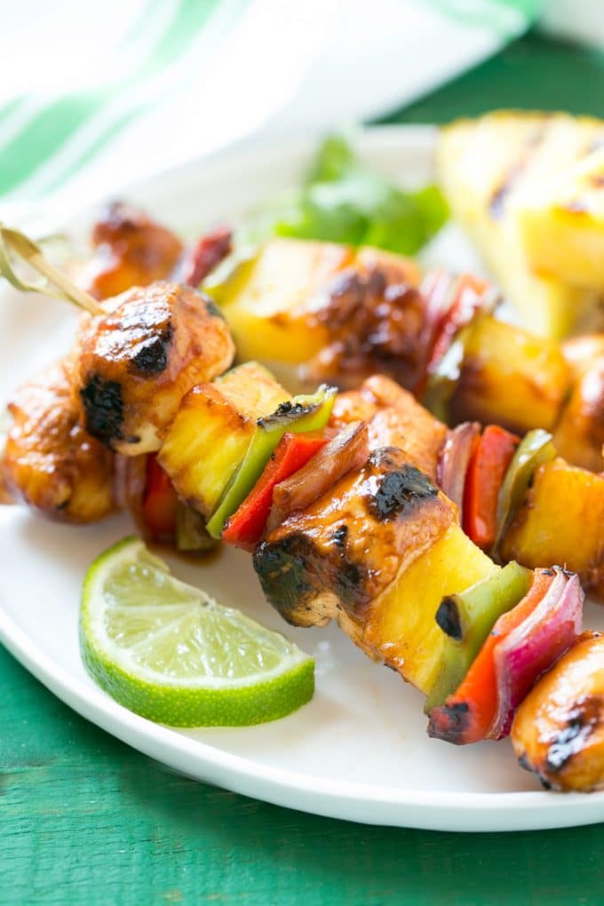 Hawaiian Chicken Kabobs Recipe | Hawaiian Chicken Kabobs | Chicken Pineapple Kabobs #pineapple #chicken #grilling #dinner #bajap Hawaiian chicken kabobs with pineapple, peppers and onions.
