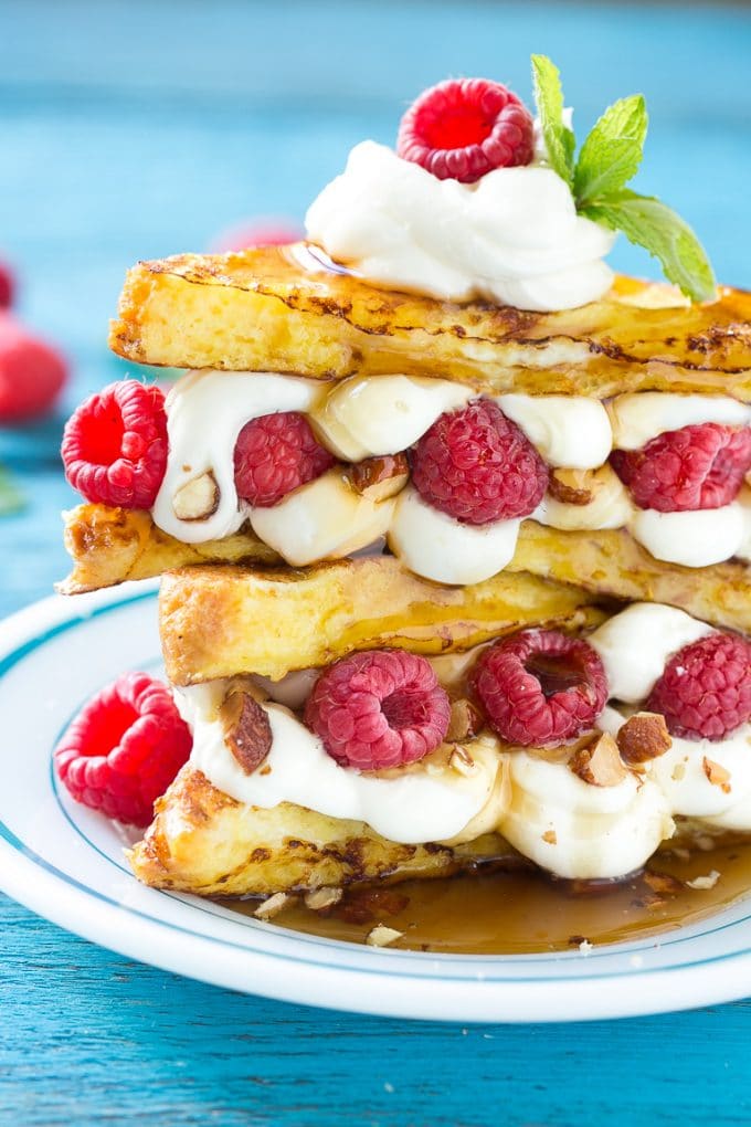Stuffed French Toast | Cream Cheese Stuffed French Toast | French Toast Recipe #frenchtoast #raspberry #creamcheese #breakfast #brunch #bajap Stuffed french toast filled with cream cheese and raspberries.