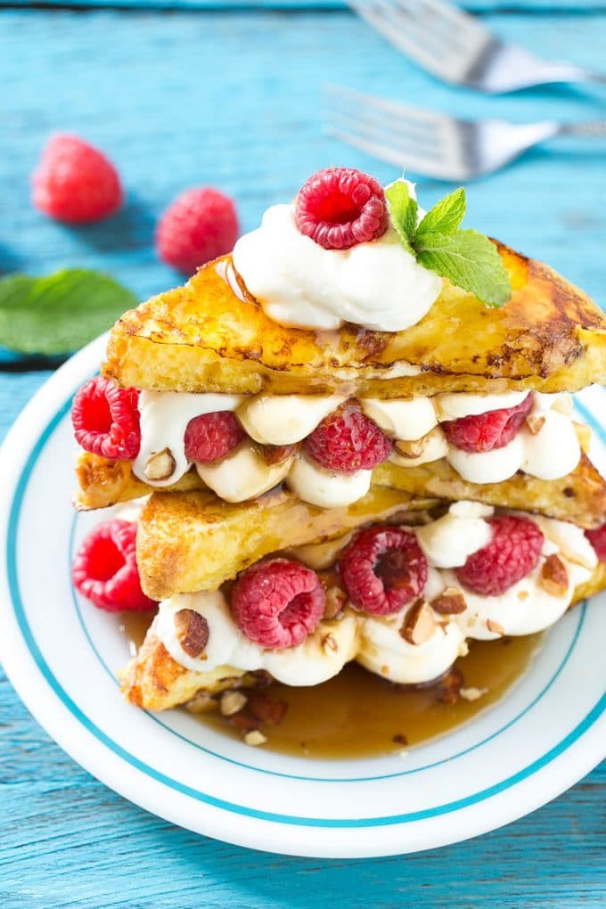 Stuffed French Toast | Cream Cheese Stuffed French Toast | French Toast Recipe #frenchtoast #raspberry #creamcheese #breakfast #brunch #bajap Stuffed french toast with a cream cheese, berry and almond filling.