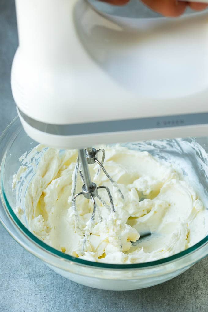 Cream Cheese Fruit Dip | Fruit Recipe | Fruit Dip #fruit #dip #creamcheese #snack #dessert #bajap A mixer whipping up cream cheese for fruit dip.