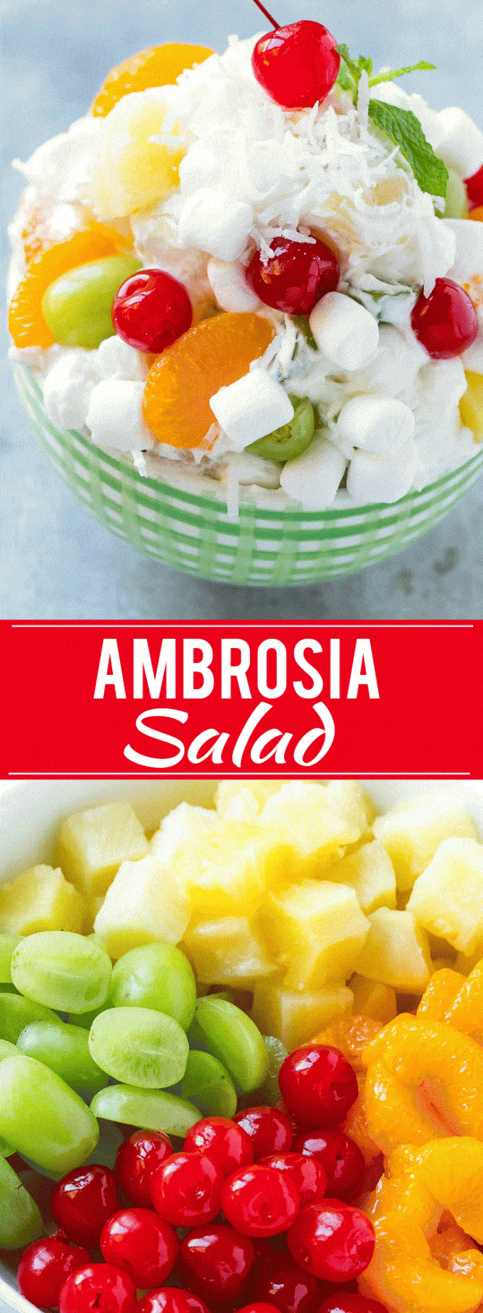 Ambrosia Salad Recipe | Fruit Salad | Potluck Dish #fruit #fruitsalad #coconut #marshmallows #dessert #bajap