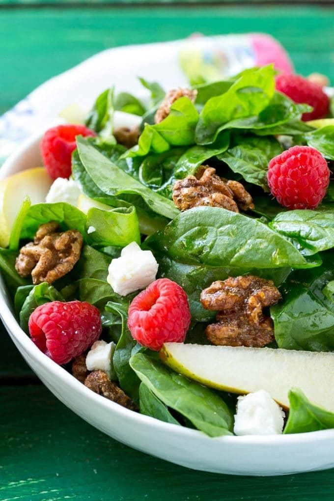Candied Walnuts Recipe | Candied Nuts | Glazed Walnuts | Cinnamon Sugar Walnuts #walnuts #dessert #snack #bajap Spinach salad with fruit, feta cheese and candied walnuts.
