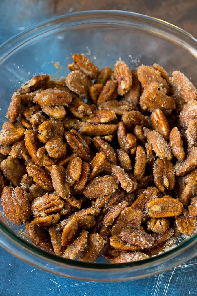 Candied Pecans Recipe | Glazed Pecans | Sugared Pecans #pecans #nuts #snack #dessert #bajap Nuts coated in egg white and sugar.