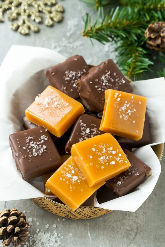 Microwave Caramels with Sea Salt Recipe | Homemade Caramels | Sea Salt Caramel | Homemade Candy #candy #caramels #caramel #microwavecaramels #homemade #dessert #bajap Microwave caramels dipped in chocolate and finished with a sprinkle of sea salt.