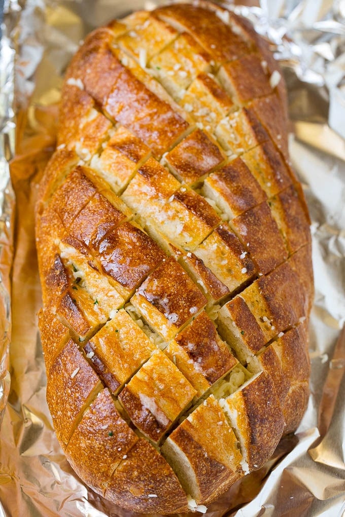 Pull Apart Bread | Garlic Bread | Cheese Bread #bread #garlic #cheese #sidedish #appetizer #bajap Garlic butter and shredded cheese stuffed into a cut loaf of bread.