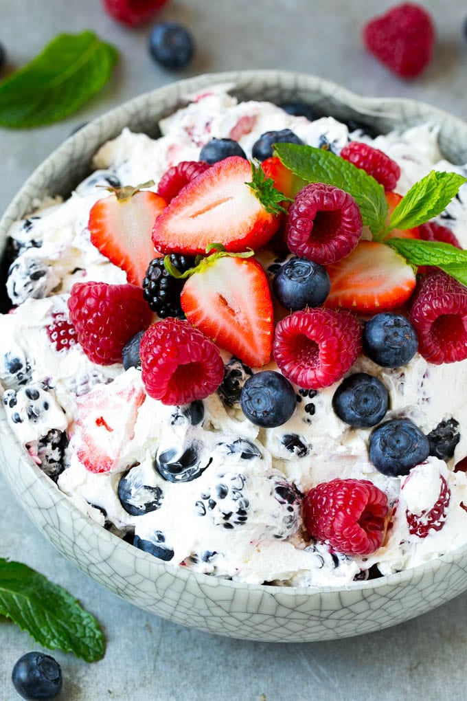 Berry Cheesecake Salad Recipe | Fruit Salad | Berry Fruit Salad | Cheesecake Salad #salad #cheesecake #fruit #berries #sidedish #dessert #bajap Berry cheesecake salad with fresh mixed berries tossed in a creamy dressing.