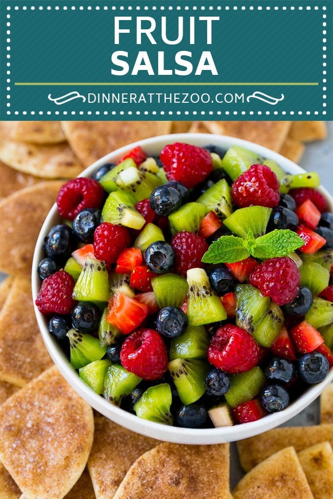 Fruit Salsa Recipe | Dessert Salsa | Cinnamon Sugar Chips | Fruit Recipe #fruit #kiwi #blueberry #strawberry #dip #salsa #bajap #dessert #snack
