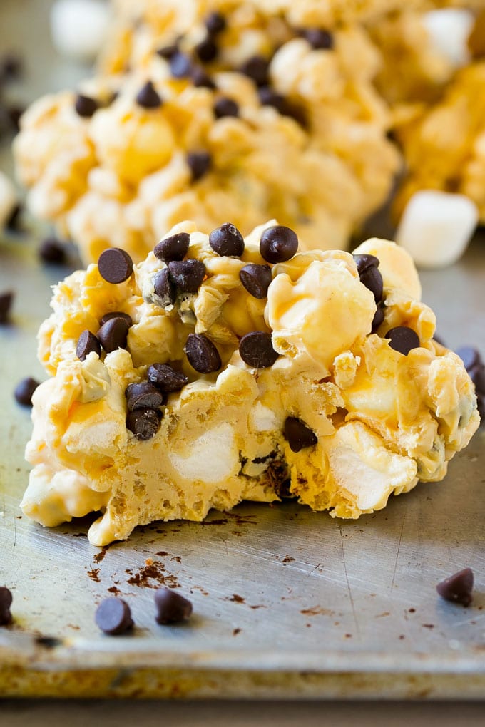 Avalanche Cookies Recipe | No Bake Cookie Recipe | Easy Cookie Recipe | Avalanche Bark #bark #avalanche #avalanchecookies #cookies #nobakecookies #nobake #dessert #bajap A close up of an avalanche cookie with a bite taken out of it.