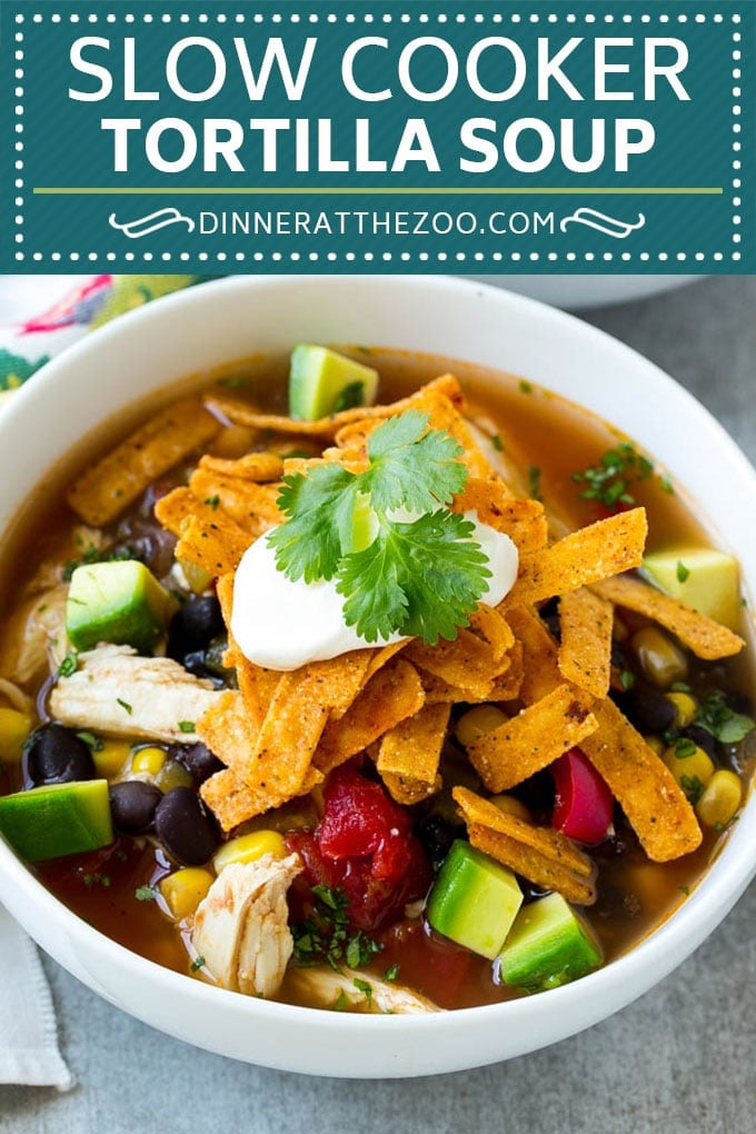Slow Cooker Chicken Tortilla Soup Recipe | Chicken Soup Recipe | Slow Cooker Chicken Soup | Mexican Chicken Soup | Tortilla Soup Recipe #soup #tortillasoup #chickensoup #mexican #mexicansoup #dinner #bajap