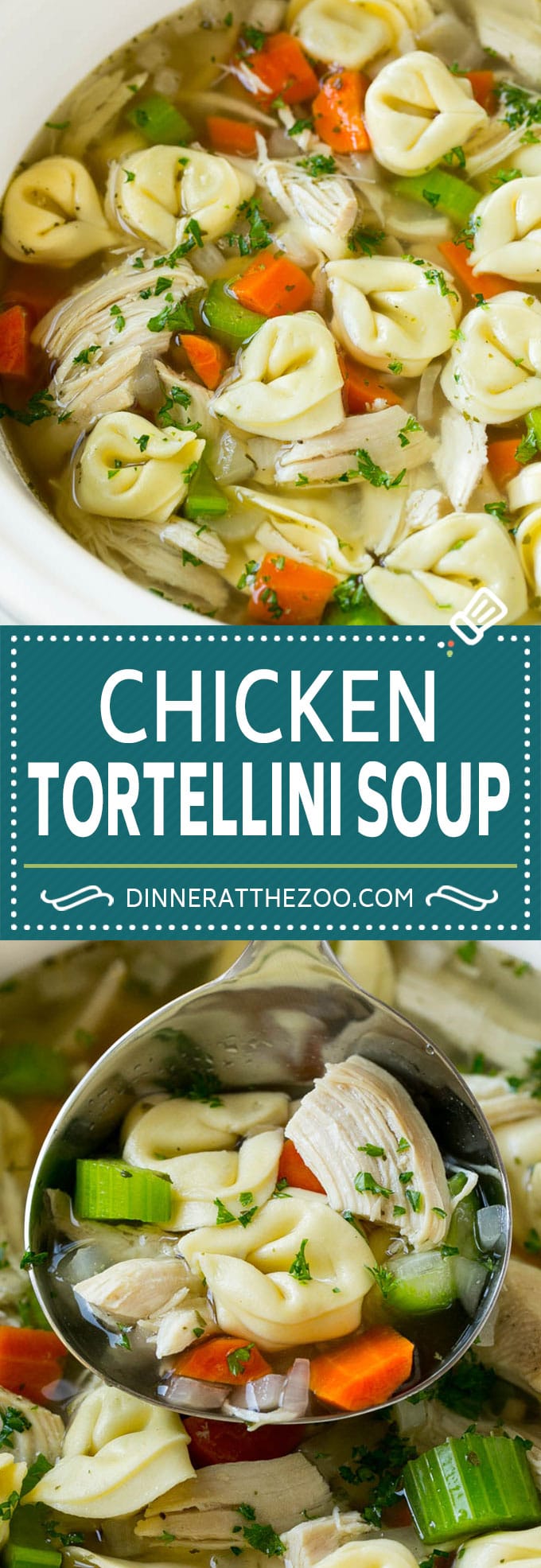 Chicken Tortellini Soup #soup #chicken #pasta #tortellini #slowcooker #crockpot #dinner #bajap