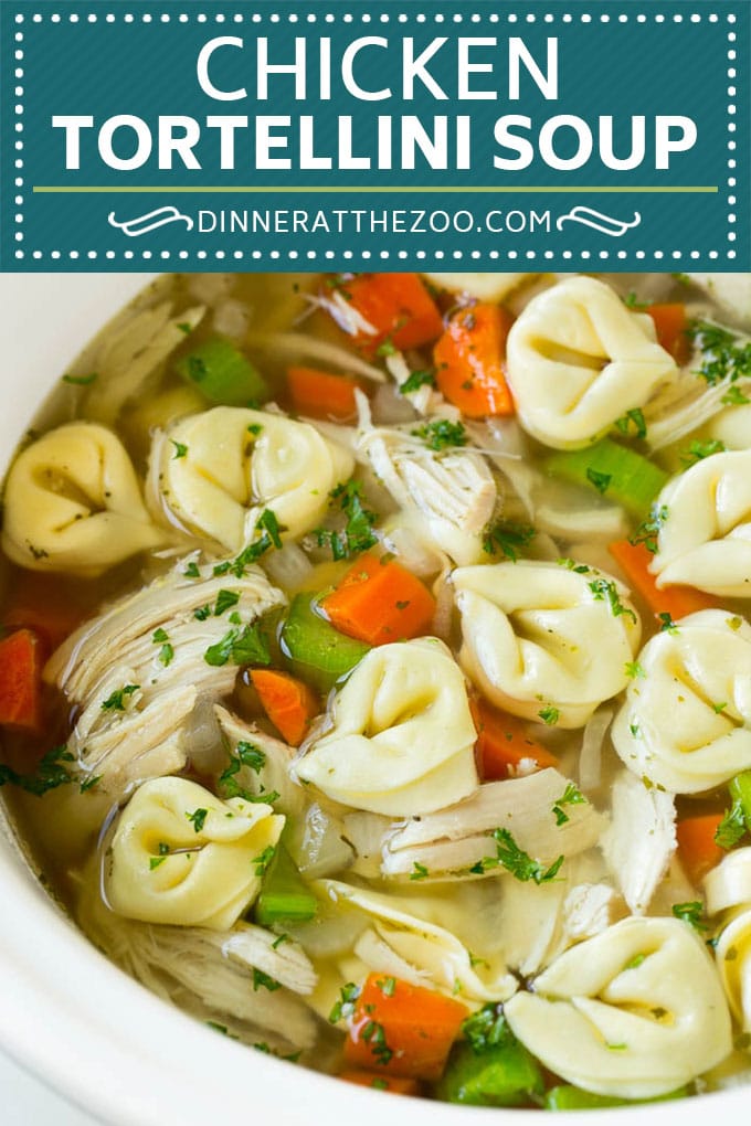 Chicken Tortellini Soup #soup #chicken #pasta #tortellini #slowcooker #crockpot #dinner #bajap
