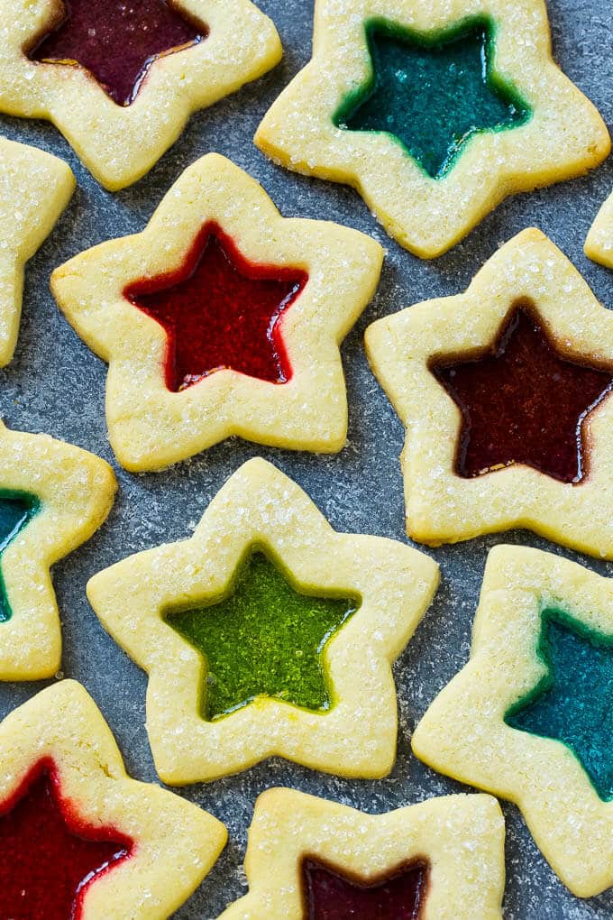 Stained Glass Cookies | Stained Glass Window Cookies | Christmas Cookies | Sugar Cookies | Holiday Cookies #cookies #stainedglasscookies #sugarcookies #christmascookies #christmas #holiday #dessert #bajap Stained glass window cookies in various colors.