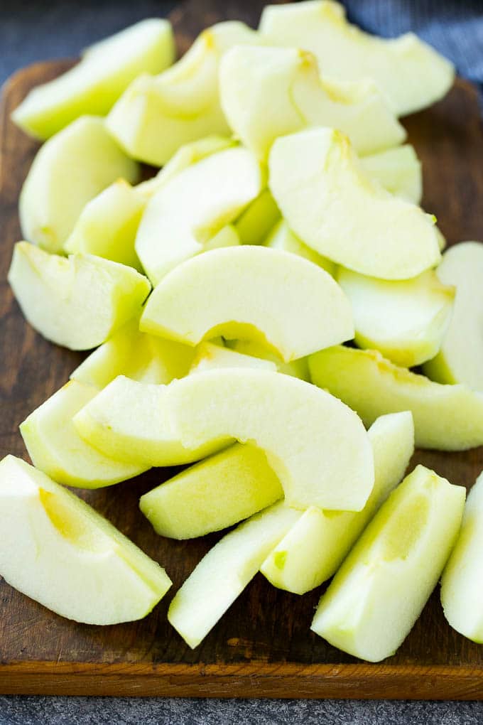 Apple Fries Recipe | Fried Apples Recipe | Cinnamon Sugar Apples | Apple Dessert Recipe #apples #dessert #bajap #fall Sliced Granny Smith apples.