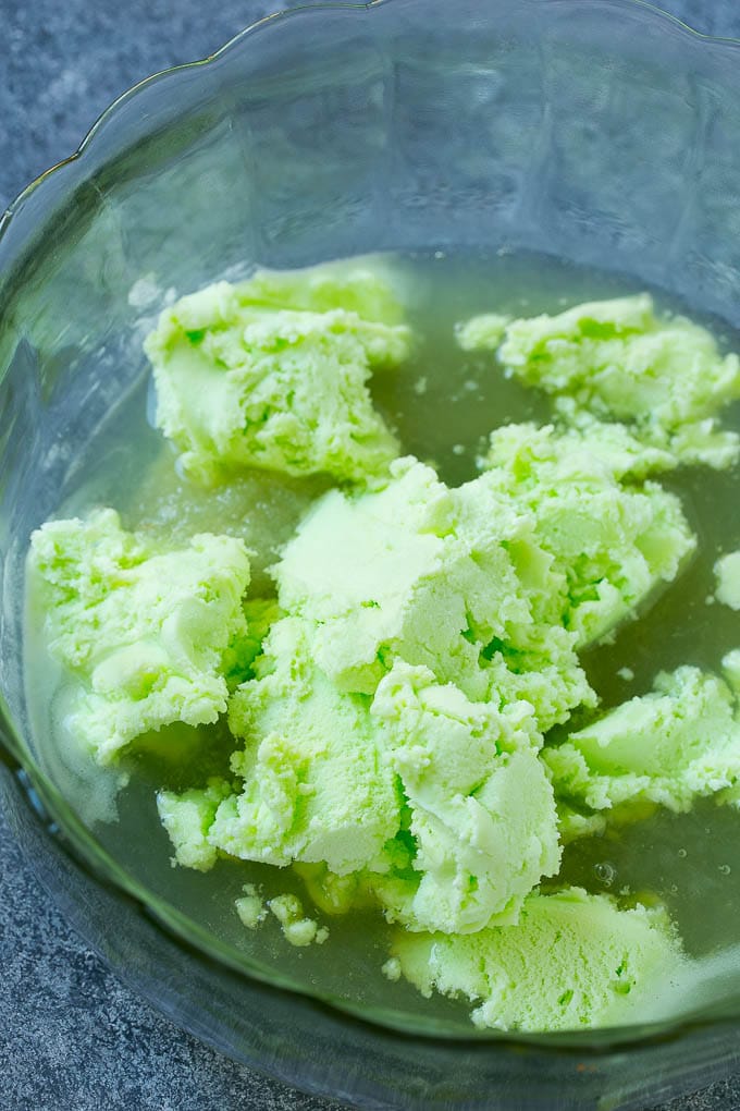 Lime Sherbet Punch | Party Punch Recipe | Sherbet Punch Recipe | Limeade Recipe #sherbet #punch #lime #drink #bajap A bowl with limeade concentrate and sherbet in it.