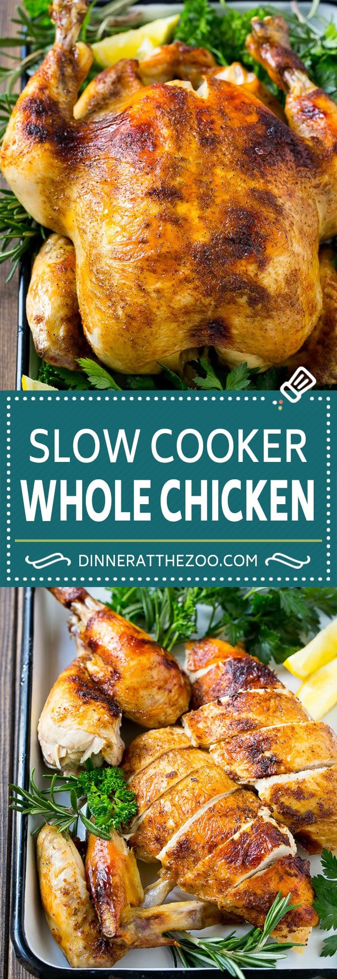 Slow Cooker Whole Chicken | Slow Cooker Rotisserie Chicken | Crock Pot Roasted Chicken | Crock Pot Whole Chicken #chicken #slowcooker #crockpot #glutenfree #dinner #bajap