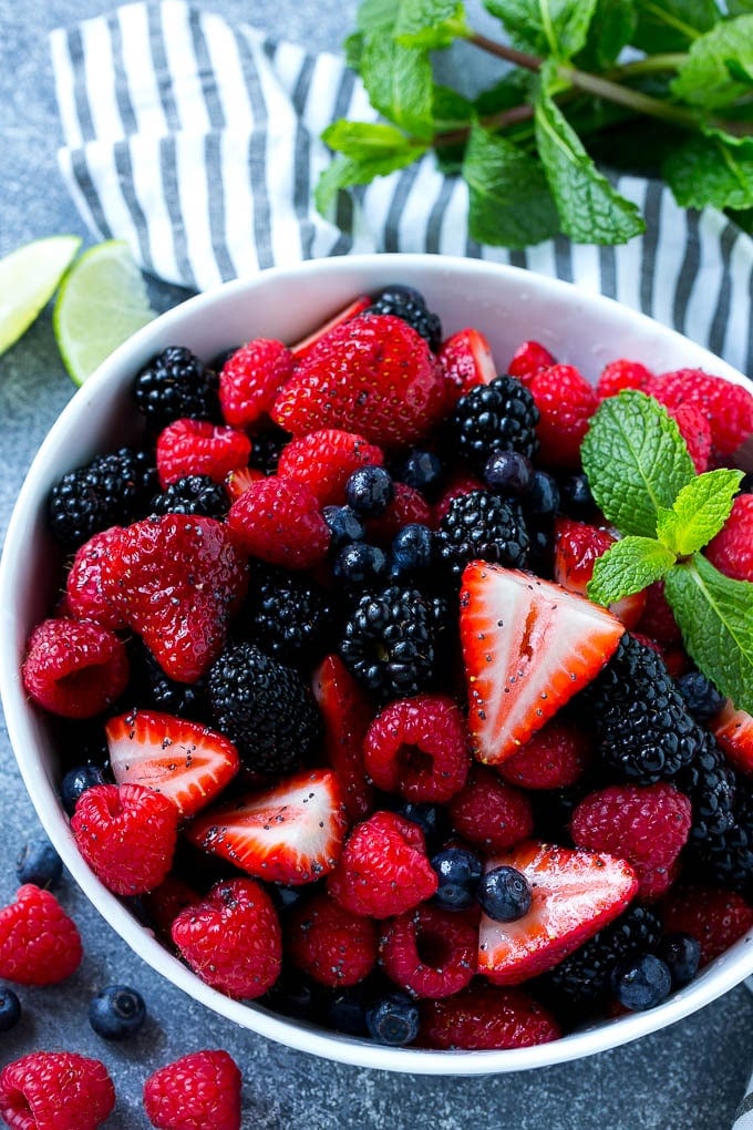 Berry Fruit Salad Recipe | Berry Salad | Summer Berry Salad | Fruit Salad Recipe #berries #fruitsalad #bajap A bowl of berry fruit salad tossed in a honey lime dressing and garnished with fresh mint.