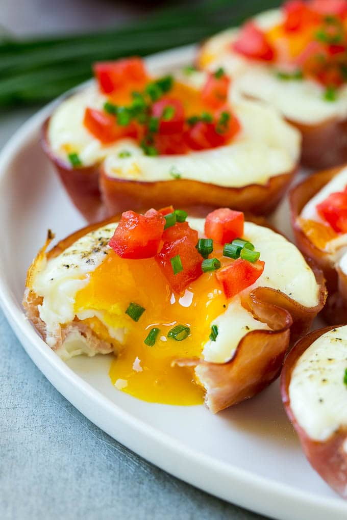 Ham and Egg Cups Recipe | Low Carb Breakfast | Ham and Eggs #ham #eggs #lowcarb #breakfast #bajap A ham and egg cup with a runny yolk.