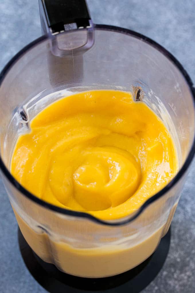 Mango Smoothie Recipe | Mango Recipe | Healthy Smoothie #mango #smoothie #drink #bajap Blended ingredients ready to pour.