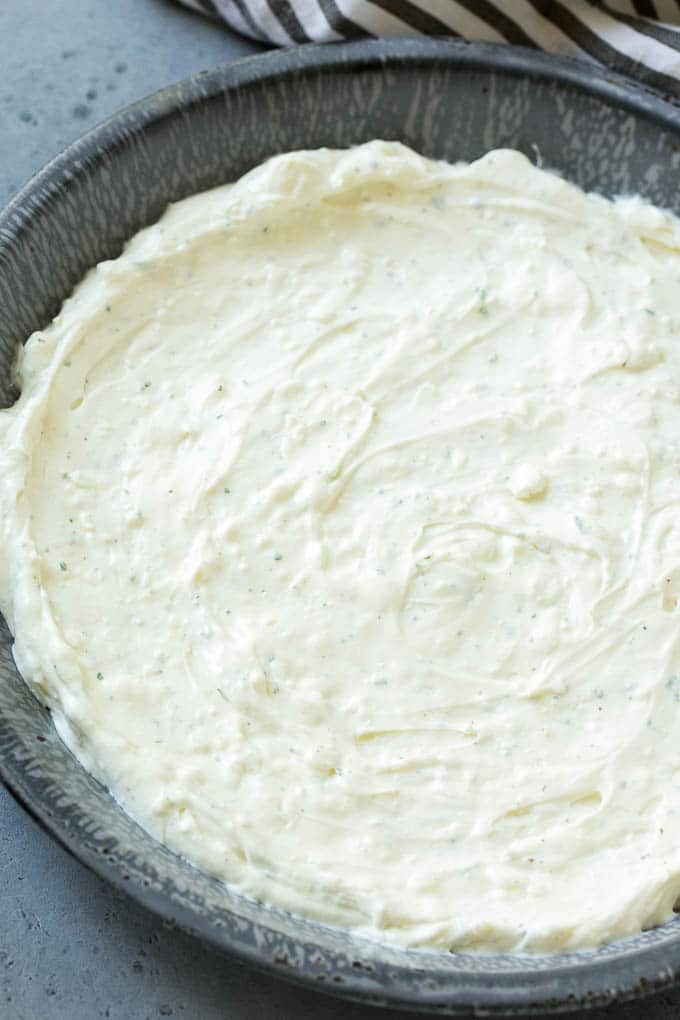 BLT Dip Recipe | Bacon Dip Recipe | Ranch Dip #dip #ranch #bacon #lettuce #tomato #appetizer #bajap A layer of cream cheese and sour cream mixed with ranch seasoning.