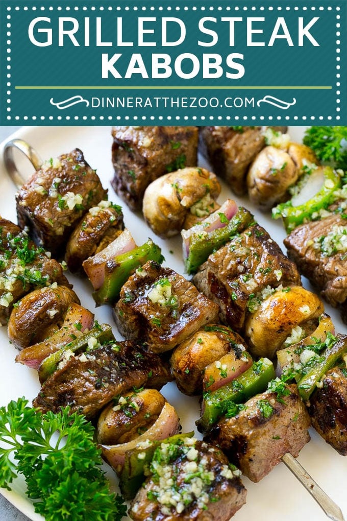 Steak Kabobs Recipe | Beef Kabobs | Grilled Steak | Steak Skewers #beef #steak #kabobs #grilling #garlic #mushrooms #bajap