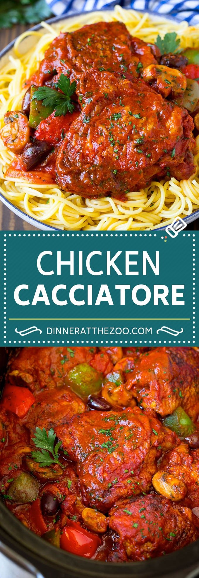 Slow Cooker Chicken Cacciatore Recipe | Italian Chicken #chicken #crockpot #slowcooker #dinner #italianfood #peppers #bajap