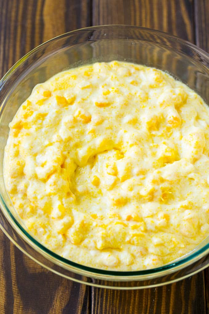 Corn Pudding Recipe | Corn Casserole | Corn Side Dish #corn #pudding #casserole #sidedish #thanksgiving #dinner #bajap A bowl of batter.