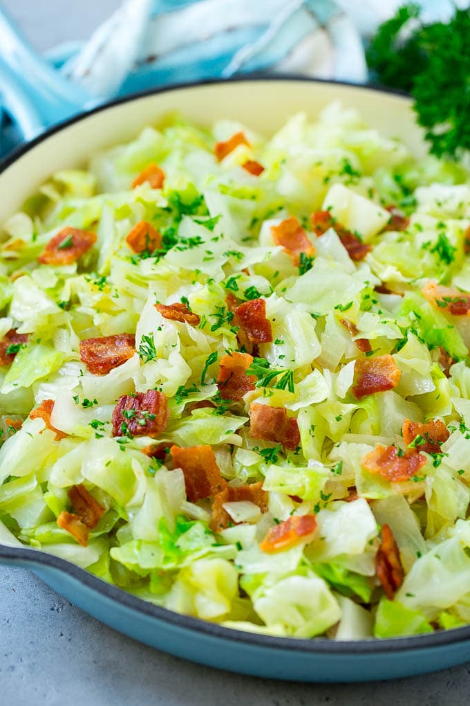 Fried Cabbage Recipe | Cabbage with Bacon | Cabbage Side Dish #cabbage #bacon #sidedish #lowcarb #keto #bajap Fried cabbage with bacon, onions and parsley.