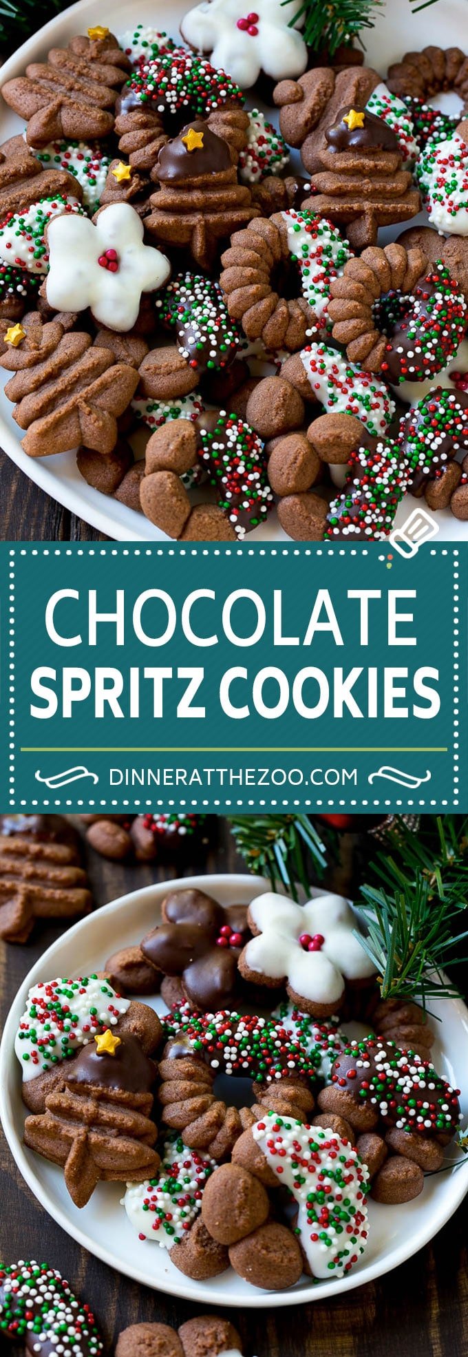 Chocolate Spritz Cookies | Christmas Cookies | Spritz Cookies #christmas #cookies #chocolate #sprinkles #baking #dessert #bajap