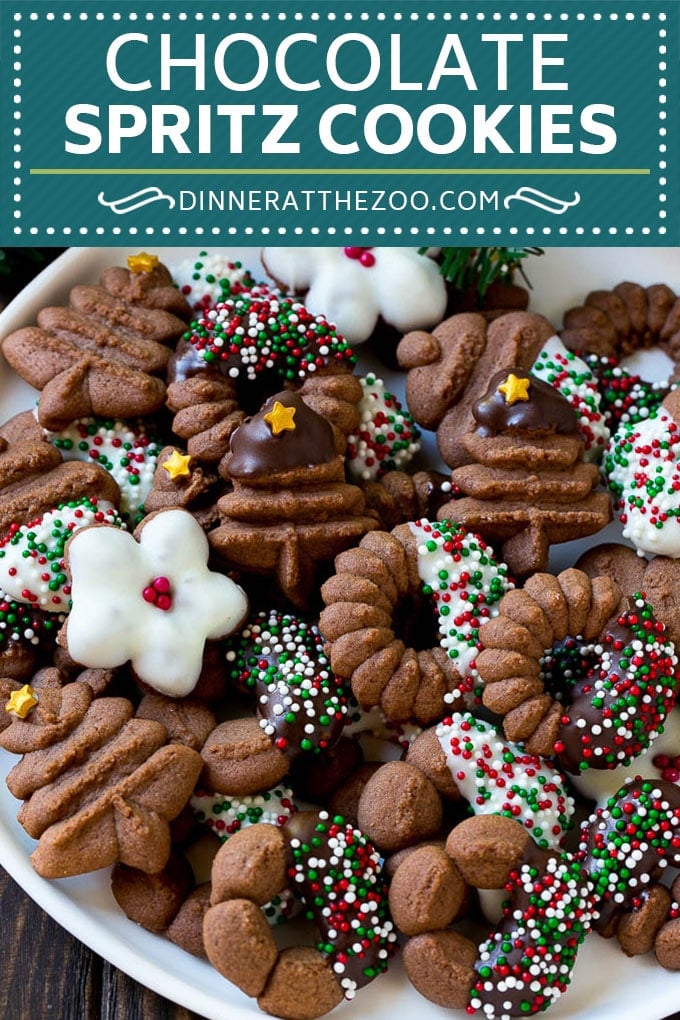 Chocolate Spritz Cookies | Christmas Cookies | Spritz Cookies #christmas #cookies #chocolate #sprinkles #baking #dessert #bajap