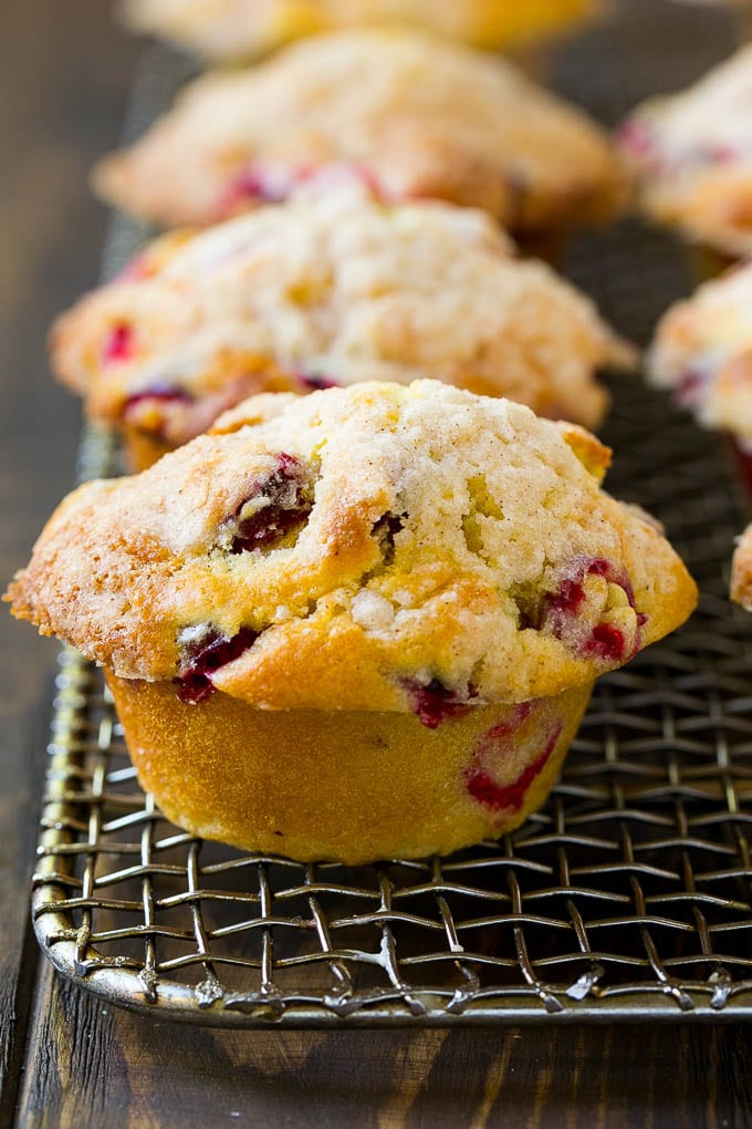 Cranberry Muffins Recipe | Cranberry Orange Muffins #cranberry #muffins #orange #fall #dessert #bajap Baked cranberry muffins topped with streusel.