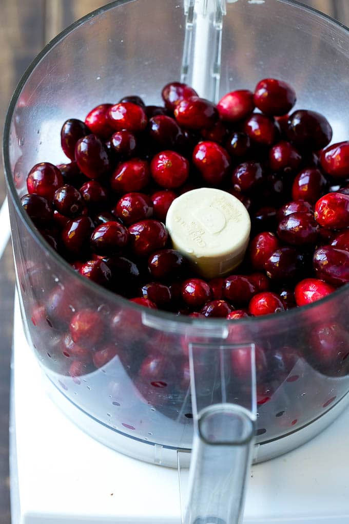 Cranberry Salad Recipe | Fluff Salad #cranberry #salad #fall #dinner #bajap #thanksgiving Cranberries in a food processor.