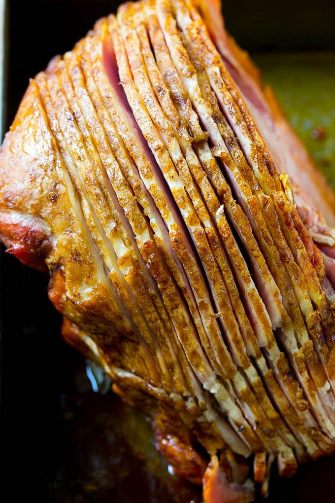 Honey Baked Ham Recipe | Glazed Ham | Holiday Ham #ham #dinner #bajap #christmas #thanksgiving #easter A spiral cut ham that's been baked and is ready for glaze.
