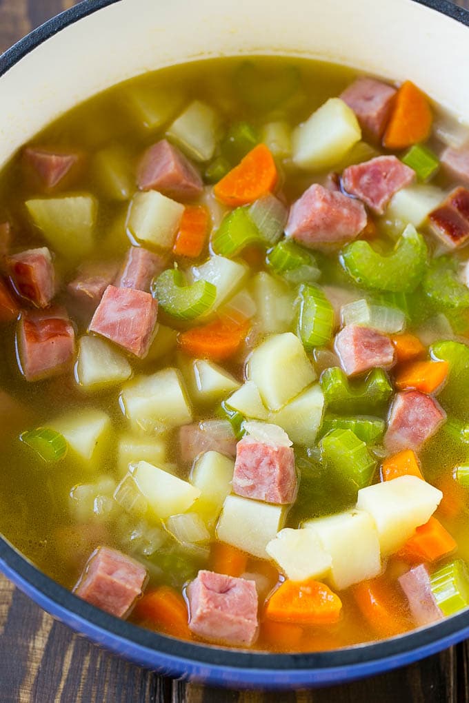 Ham and Potato Soup | Ham Soup | Potato Soup #soup #ham #potato #dinner #comfortfood #bajap A pot full of ham, potatoes and vegetable simmered in chicken broth.