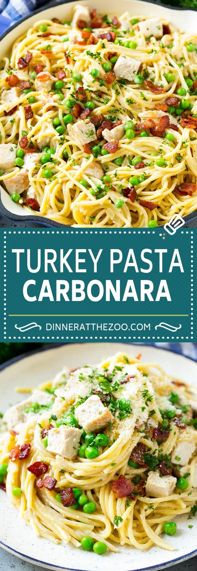 Turkey Pasta Carbonara | Turkey Pasta | Leftover Turkey Recipe #turkey #pasta #bacon #peas #dinner #bajap