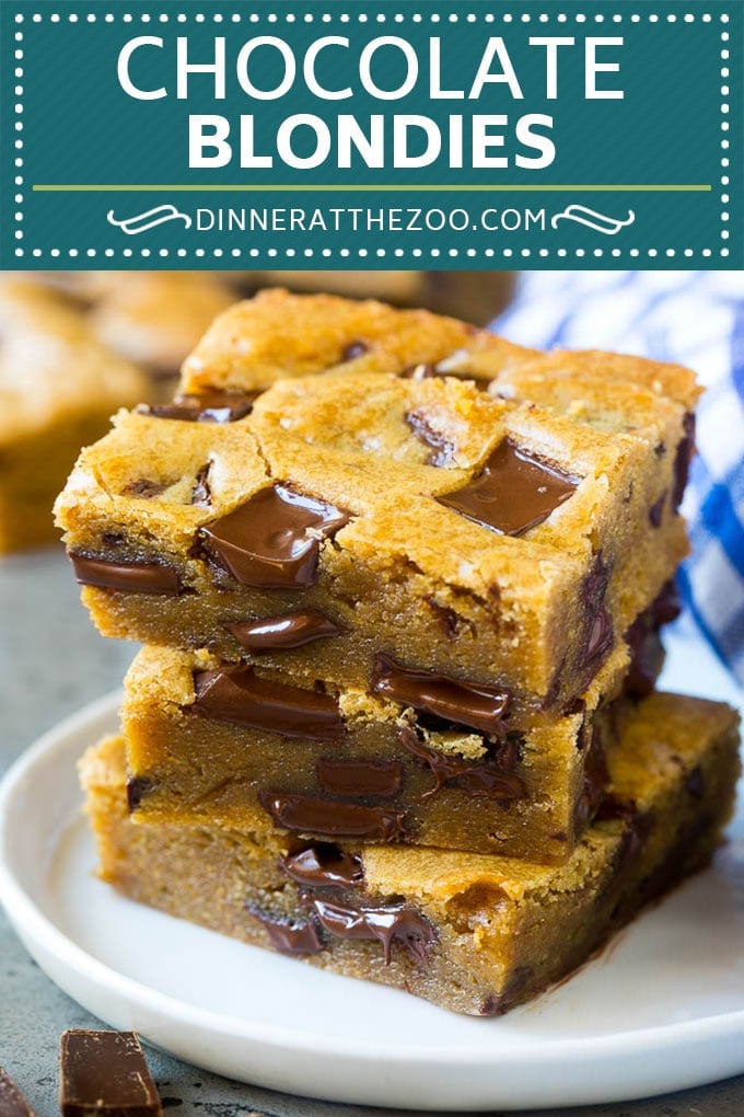 Blondies Recipe | Chocolate Chunk Blondies | Bar Cookies #blondies #cookies #chocolate #dessert #sweets #bajap