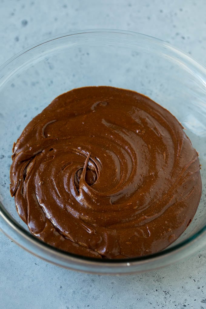 Cosmic Brownies Recipe | Cocoa Brownies | Frosted Brownies #brownies #chocolate #dessert #bajap #sprinkles A bowl of cocoa brownie batter.