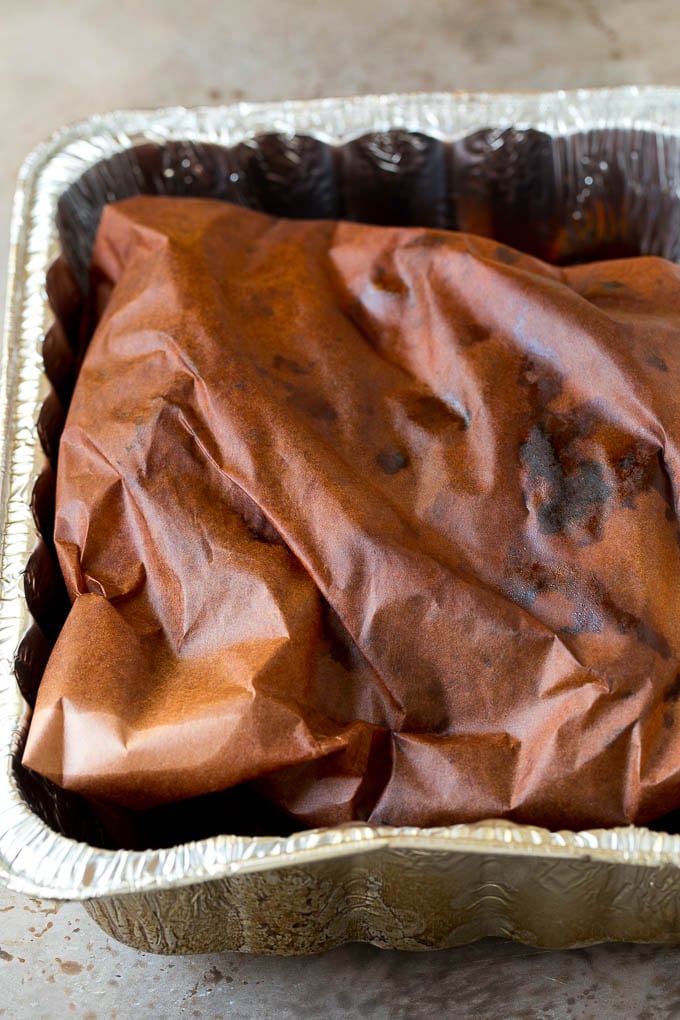 Burnt Ends Recipe | Smoked Brisket | Beef Brisket #brisket #bbq #smoker #beef #dinner #bajap Brisket wrapped in butcher paper.