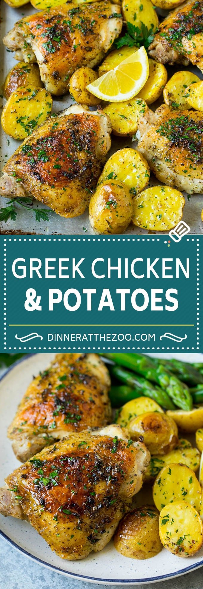 Greek Chicken and Potatoes Recipe | Sheet Pan Dinner | Roasted Chicken Thighs #chicken #chickenthighs #garlic #potatoes #onepotmeal #dinner #bajap #cleaneating