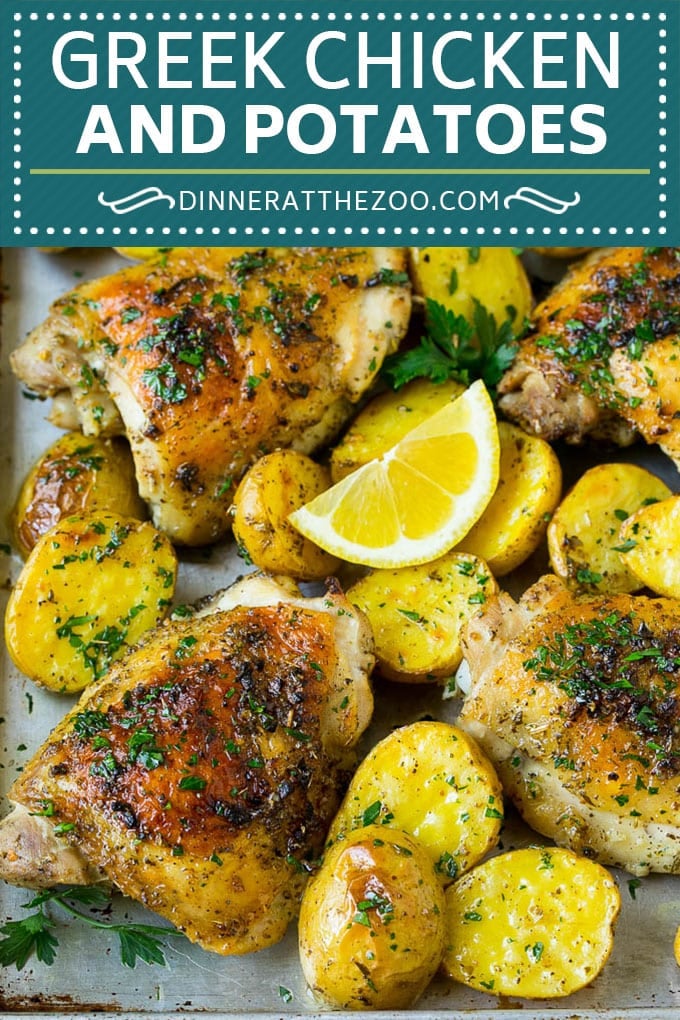 Greek Chicken and Potatoes Recipe | Sheet Pan Dinner | Roasted Chicken Thighs #chicken #chickenthighs #garlic #potatoes #onepotmeal #dinner #bajap #cleaneating