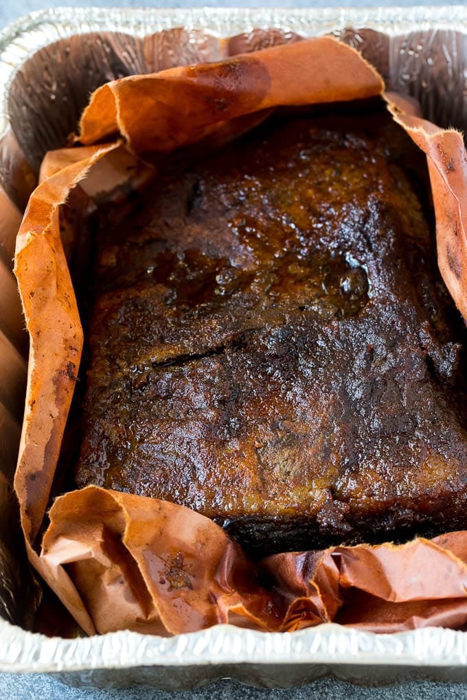 Smoked Brisket Recipe | Beef Brisket | BBQ Beef #brisket #smoker #beef #bbq #dinner #bajap Beef brisket inside butcher paper.