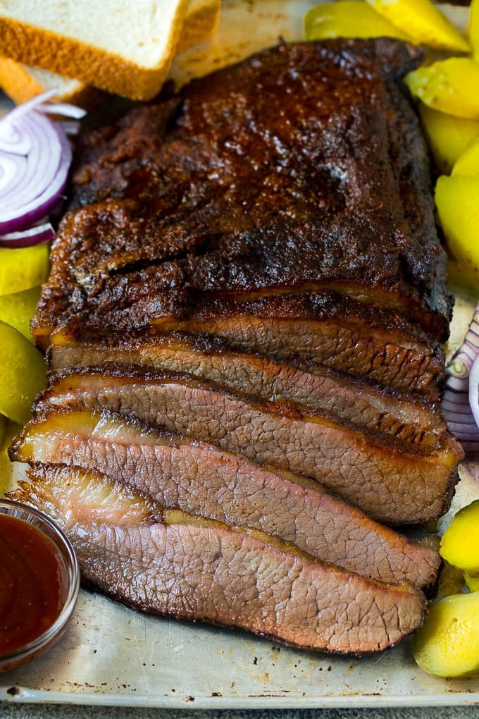 Smoked Brisket Recipe | Beef Brisket | BBQ Beef #brisket #smoker #beef #bbq #dinner #bajap Smoked brisket sliced and served with pickles, onions and bread.