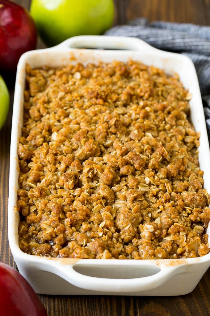 Apple Crisp Recipe | Apple Dessert #apples #dessert #baking #fall #bajap A baked apple crisp with an oatmeal and walnut topping.