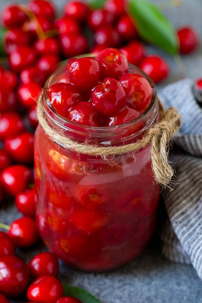 Cherry Pie Filling Recipe #pie #cherries #dessert #sweets #bajap #summer Cherry pie filling in a mason jar.