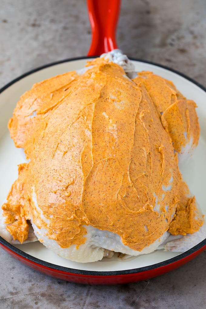 Rotisserie Chicken Recipe | Roasted Chicken #chicken #dinner #bajap #comfortfood Chicken coated in butter and spices.