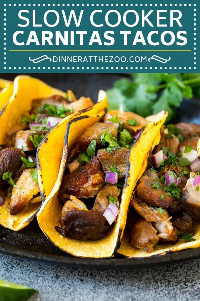 Slow Cooker Carnitas Tacos Recipe | Pork Tacos #tacos #pork #dinner #slowcooker #crockpot #bajap